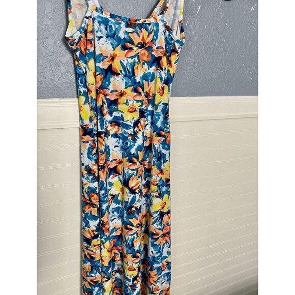 Guess Women’s Spaghetti Strap Surplice Neck Floral Maxi Dress Multicolor - Picture 9 of 12